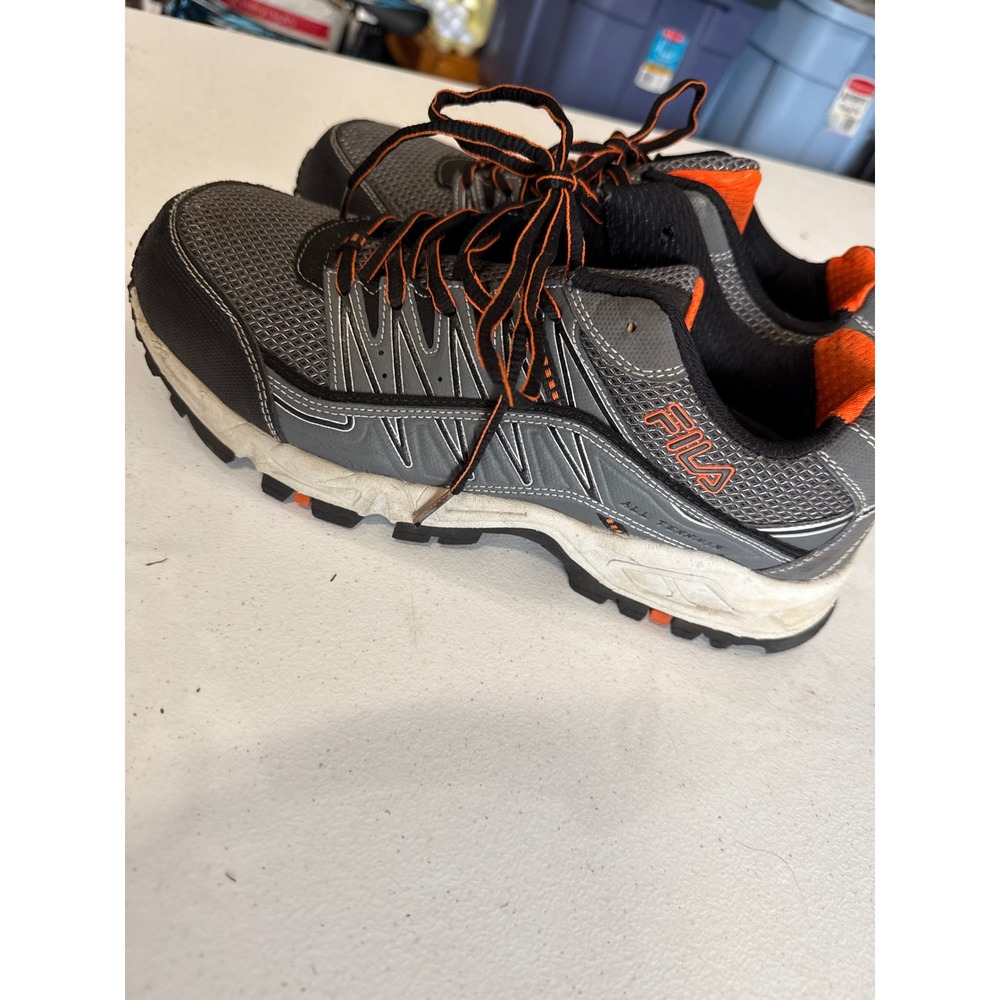 Fila All Terrain Mens Safety Toe Work Shoes Grey Orange 1LM00119-054 Size 9.5